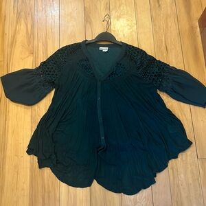 Anthropologie velvet and lace detail tunic